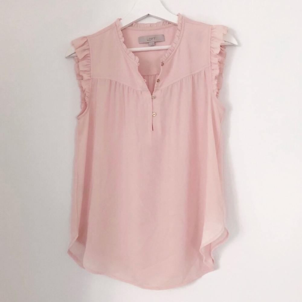 Pink ruffle Ann Taylor LOFT Blouse